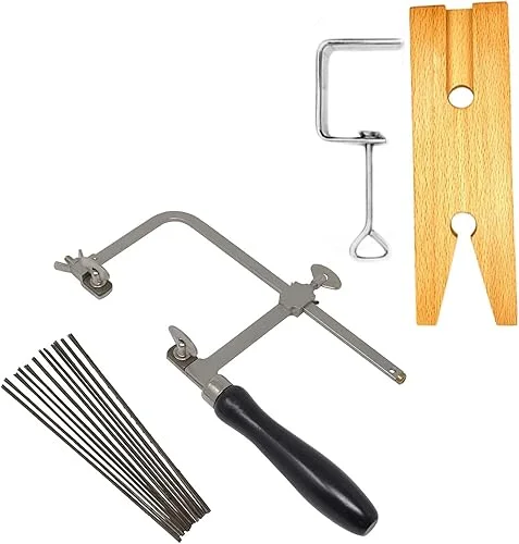 3 in 1 Professional Jeweler's Saw Set Saw Frame 144 Blades Wooden Pin Clamp Wood Metal
