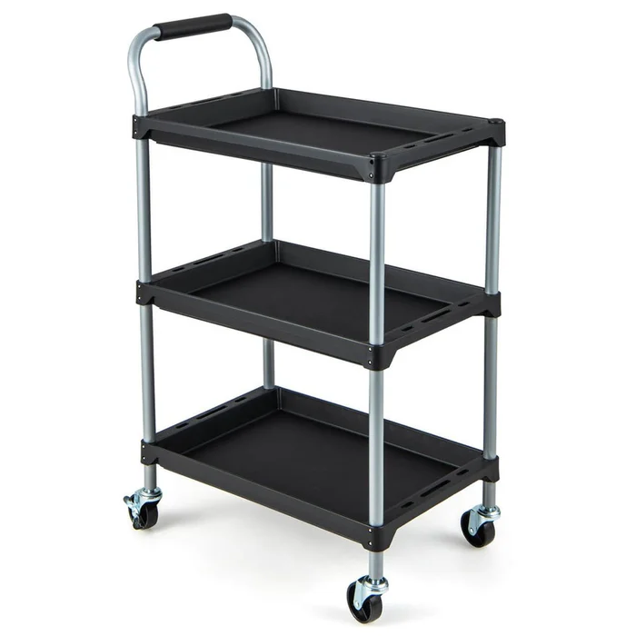 3-Layer Utility Rolling Cart with Lockable Universal Wheels