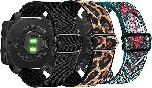 3 Packs Stretchy Nylon Bands Compatible with Garmin Instinct/Instinct 2 Solar, 22mm Sport Breathable Wristband for Garmin Instinct Tactical/Solar/Tide/Esports