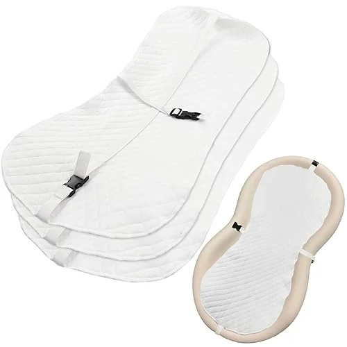 3 Pcs Peanut Shape Changing Pad Liners with Straps and Buckles – Thicker, Reusable Baby Changing Pad Covers for Keekaroo Peanut Changer – Machine Washable, Absorbent, Fits Peanut Changing Pads