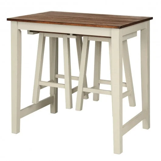 3-Piece Bar Table Set Counter Pub Table