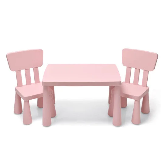 3 Pieces Toddler Multi Activity Play Dining Study Kids Table and Chair Set-Pink