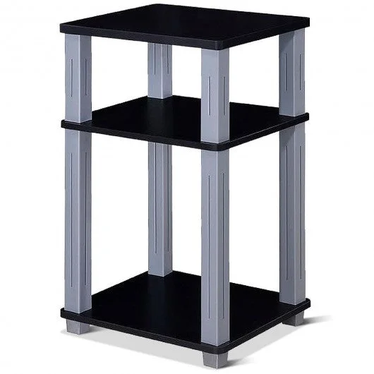 3 Tier End Table Multipurpose Shelf Night Stand Display Shelving-Black