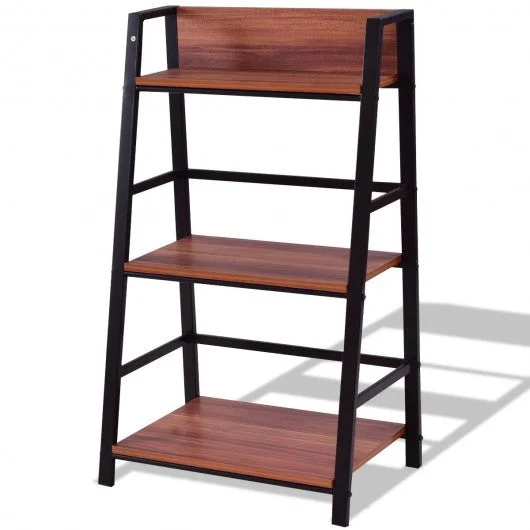 3-Tier Home Office Ladder Shelf Bookshelf Plant Display Stand Storage Shelves