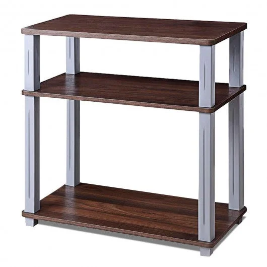 3-Tier TV Media Stand Component Console Multipurpose Shelf Display-Walnut