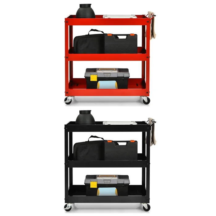 3-Tier Utility Cart with Steel Frame and Four Wheels