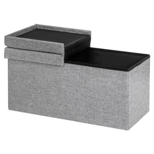 30″ Folding Storage Ottoman with Lift Top-Light Gray