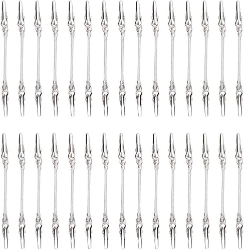 30 Pieces Double Head Alligator Memo Clip Photo Picture Note Holders Metal Wire Clips Clamps for DIY, Silver