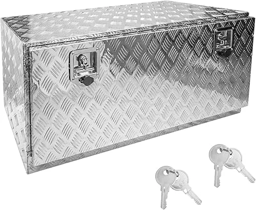 36′ x 18′ x 18′ Truck Tool Box Pickup Truck Bed Toolbox Heavy Duty Aluminum Underbody Truck Box Compatible With RV Trailers Storage Organizer with Lock & Keys Silver