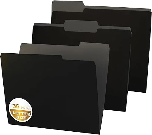 36 Packs Colored File Folders,Black File Folders Letter Size,1/3 Cut Tabs File Folder,Two-Tone File Folders for School,Office,and Home Organization