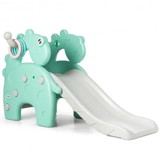 3in1 Toddler Climber Slide Set w/Toss Toy & Basketball Hoop Indoor &Outdoor-Gray