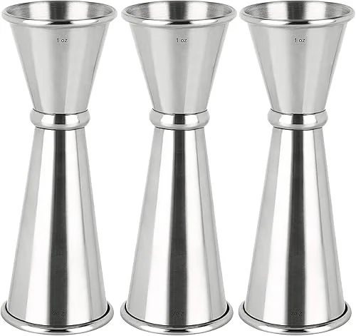 3PCS Double Jigger & Cocktail Jiggers Stainless Steel 1 OZ X 2 OZ Alcohol Measuring Tools