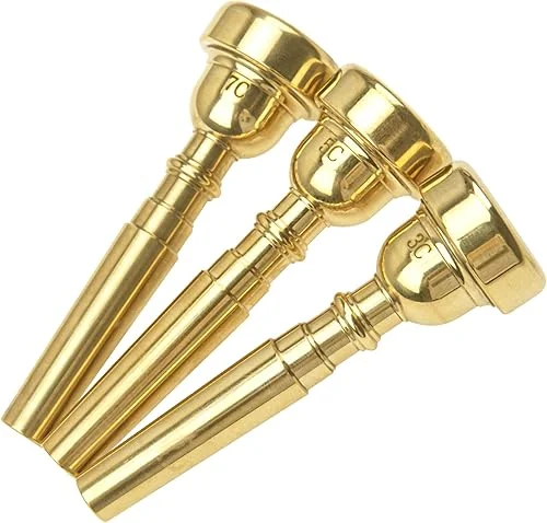 3Pcs Yootones Trumpet Mouthpiece 7C 5C 3C Trumpet Mouthpiece Set for Beginners and Professional Players (Gold)