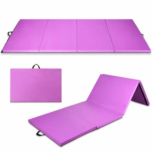 4′ x 10′ x 2″ Folding Gymnastics Tumbling Gym Mat-Purple