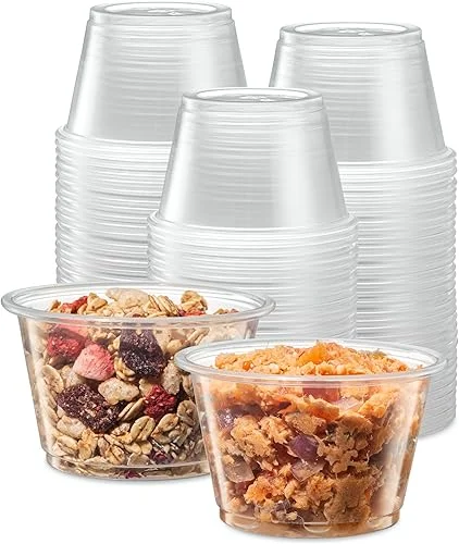 {4 oz,200 Cups} Clear Diposable Plastic Portion Cups No Lids, Small Mini Containers For Portion Controll, Jello Shots, Meal Prep, Sauce Cups, Slime, Crafts, Disposable Souffle Cups & Much more
