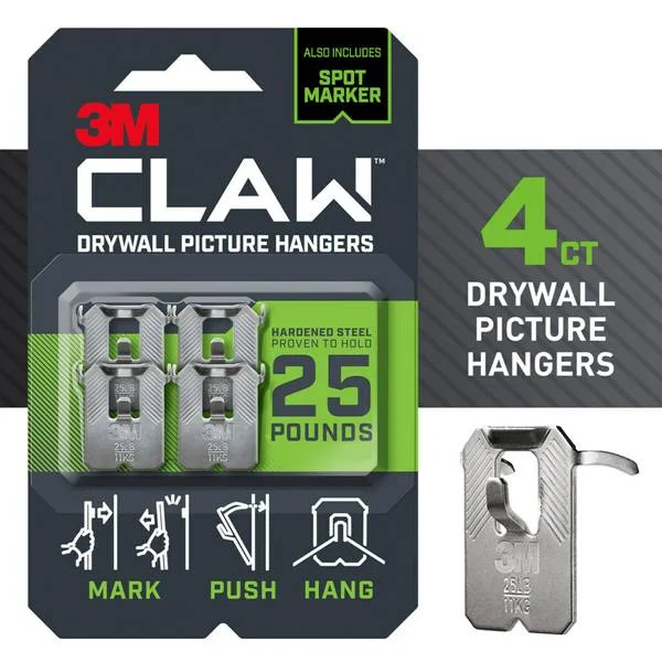 4-Pack 25lb Drywall Picture Hanger with Temporary Spot Marker