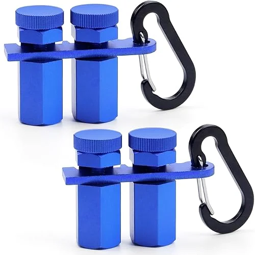 4-Pack CNC Aluminum Stair Gauge with Holder & Carabiner – 8mm Thick Compatibility, Blue Non-Slip Thumbscrew, for Framing & Stair Building