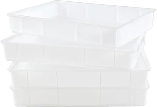 4-Pack Commercial Stackable Pizza Proofing Dough Box, Plastic Bread Container Dough Trays
