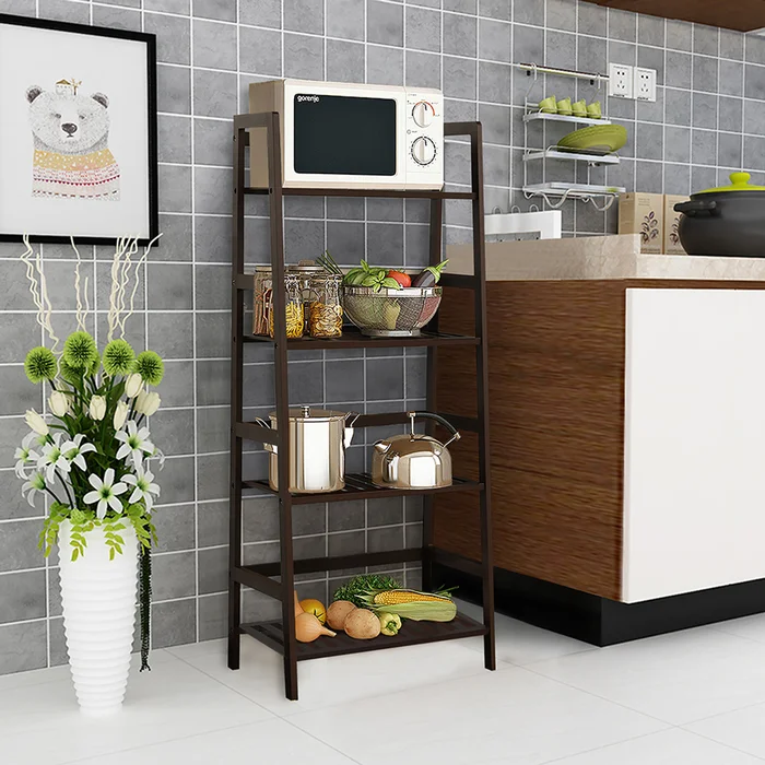 4-Tier Bamboo Ladder Shelf Display Stand