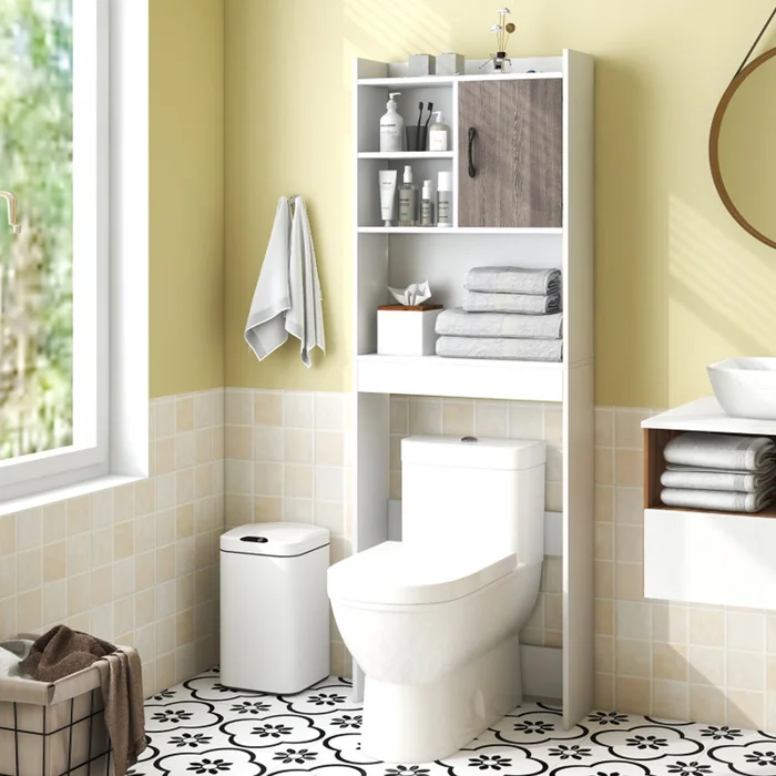4-Tier Space-Saving Toilet Storage Cabinet with Open Shelves