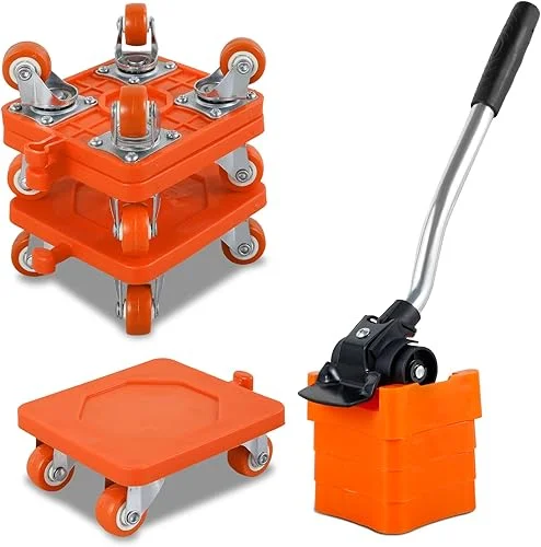 400KG/880LB Furniture Mover Tool Set Heavy Duty Furniture Lifter 360° Rotation Wheels Furniture Movers Labor-Saving Furniture Transport Lifter Tool for Sofas Refrigerators Bed Desk (Orange)