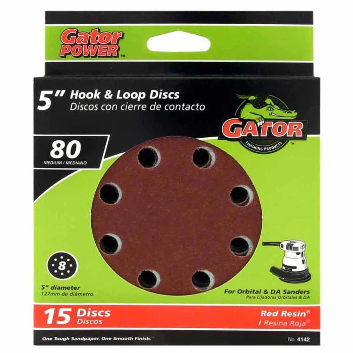 4142 Sanding Disc, 80 Grit, Medium, Aluminum Oxide Abrasive, Vented, 5 In Dia