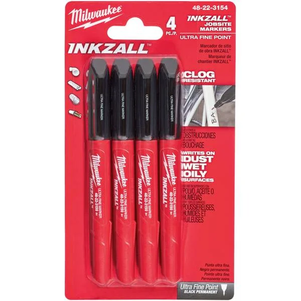 48-22-3164 INKZALL 0.5mm Black Ultra Fine Point Pen 4-Pack