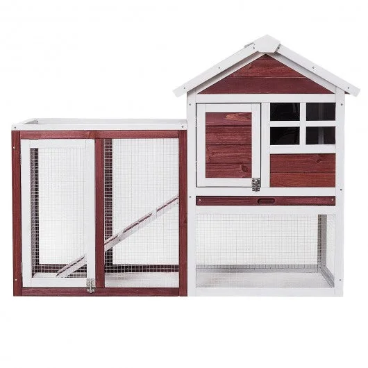 48″ x 24″ x 36″ Wooden Rabbit Hutch Poultry Cage
