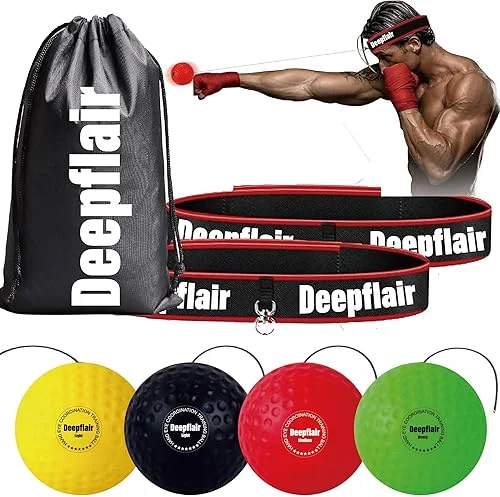 4pcs Boxing Reflex Balls Set Adjustable Headband Boxing Accessories for Quick Reflexes Improve Speed and Hand-Eye Coordination
