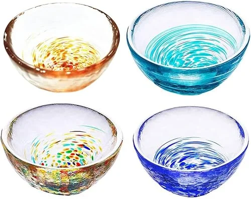 4pcs Colorful Crystal Glass Sake Cups Set,Small Wine Cups,Tea Cups