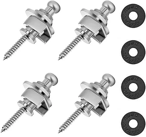 4pcs Guitar Strap Locks and Buttons Quick Release Security Straplocks for Electric Acoustic Guitar Replacement (Gold+Saver(4 pack))
