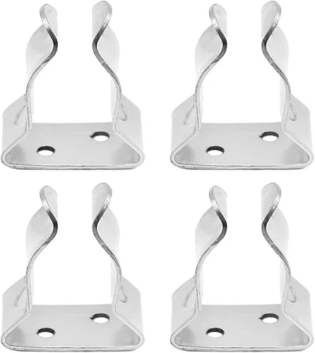 4Pcs Stainless Steel Boat Hook Spring Clamp Holder Spring Clip Silver Bracket Clip for Boat Hook, Boat Pole, Gaff, Fishing Rod, Oar, Paddle, Brooms (Big)