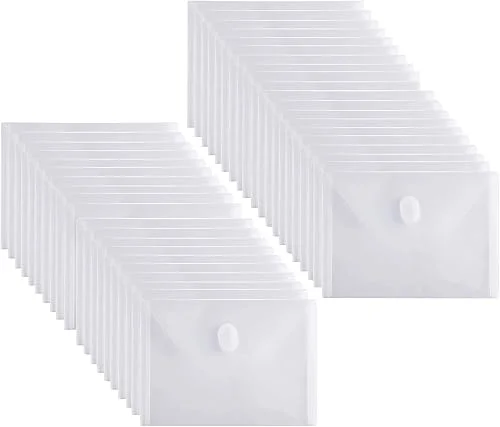 5×7 Small Plastic Envelopes Hook Loop Closure Receipt Storage Holder 40 Pack