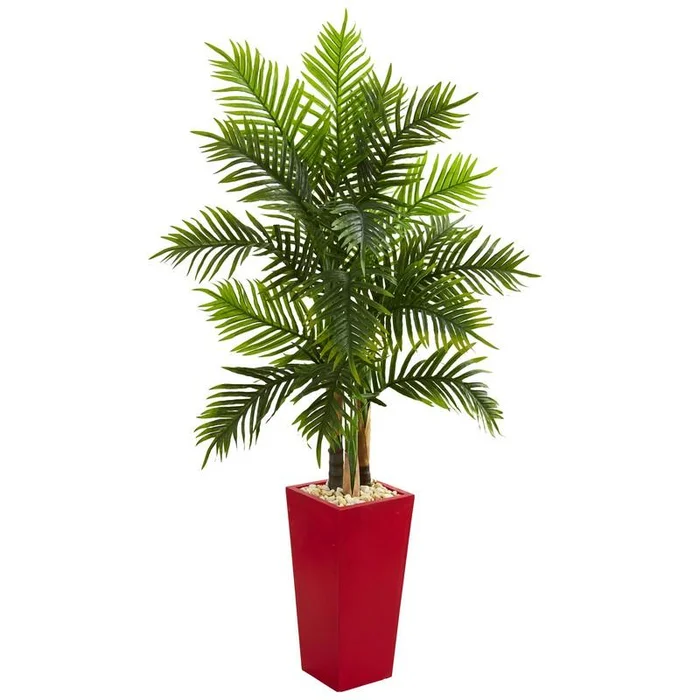 5.5′ Areca Palm Artificial Tree in Red Planter (Real Touch)