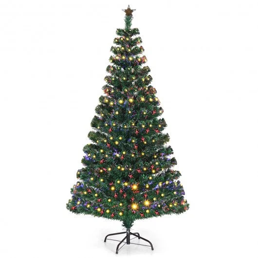 5’/6’7′ LED Fiber Optic Artificial Christmas Tree w/ Top Star-6′
