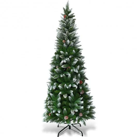 5′ / 6′ / 7.5′ Artificial Pencil Christmas Tree with Pine Cones-6′