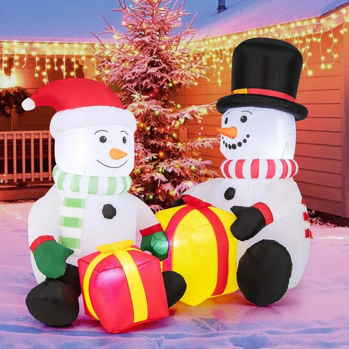 5-Foot Cute Blow-up Snowman Christmas Inflatables with Gift Boxes