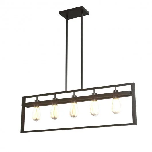 5-Lights Pendant Lamp with Iron Square Lamp Shade