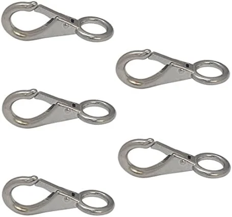 5 PC Stainless Steel 3/8′ Marine Boat Fixed Eye Fast Snap Hook Key Chain 110 LB