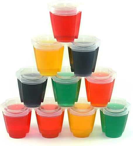 50 EZ-Squeeze Jello Shot Cups With Lids – 2 oz Max Capacity-New and Improved Design 2019 – Jello Shot Cups With Lids Stack-able – Easy To Squeeze -Fun For All Occasions
