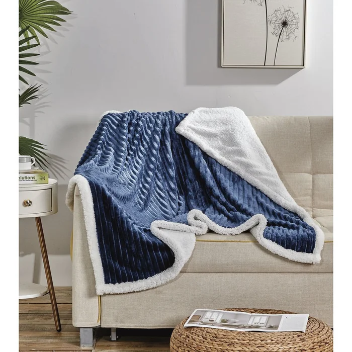 50 x 60-Inch Corduroy Sherpa Reversible Throw Blanket
