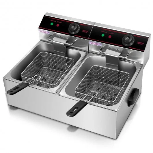 5000W Dual Tank Electric Countertop Deep Fryer