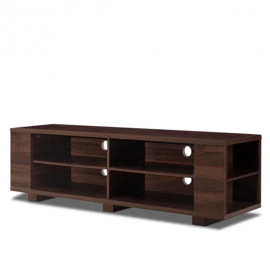 59″ Console Storage Entertainment Media Wood TV Stand-Walnut