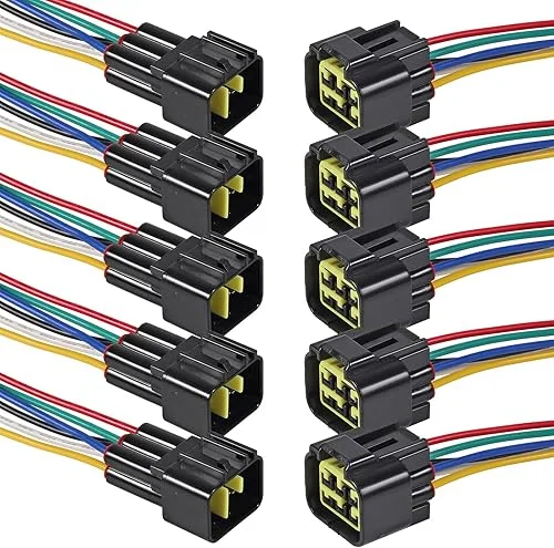 5Pcs 6 Pin Waterproof Connector Electrical Wire Plug Car Auto 6 Way Male Female Quick Disconnect Harness Connectors Plug Socket for Car Truck Motorcycle Marine Boat and Other Wire Connection