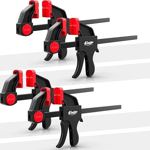 6′ Bar Clamps for Woodworking, Medium 170 lbs One-Handed Spreader/Clamp, Light-Duty Quick-Clamp F Wood Clamps Set for Hand Wood Working Crafts Grip Gluing – 4 Pack