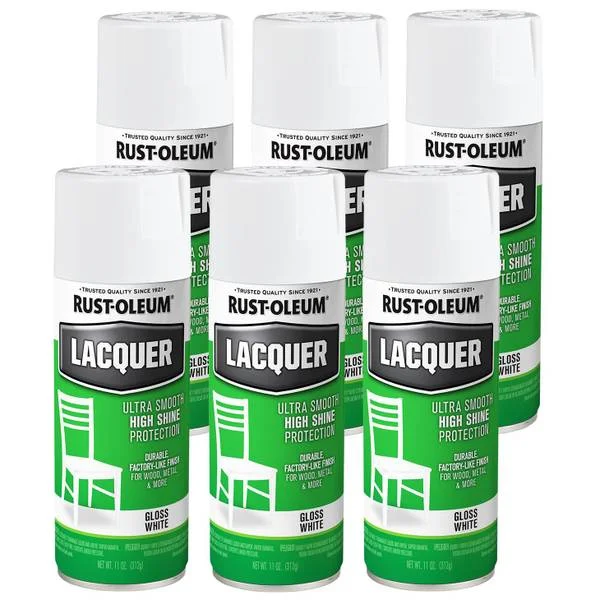 6-Pack 11 oz Gloss White Lacquer Spray Paint