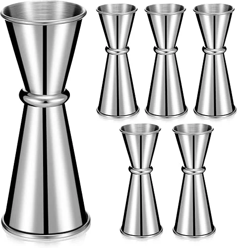 6 Pieces Jigger for Bartending Double Cocktail Japanese Jigger 2 oz 1 oz Stainless Steel Shot Glass Measuring Cup for Home Bar Drink Kitchen Bartender Tools