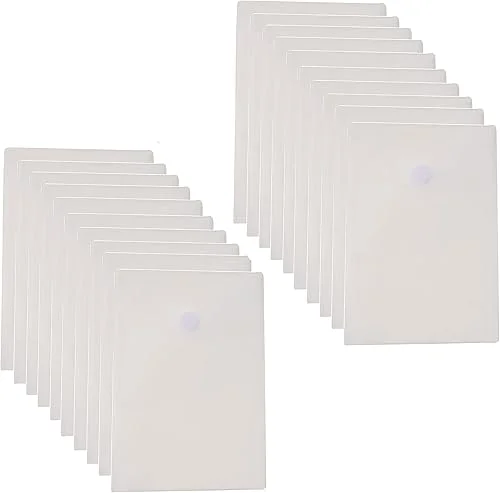 6’’ x 9’’ Vertical Clear Plastic Envelopes Receipt Stickers File Storage 20 Pack Hook Loop Closure