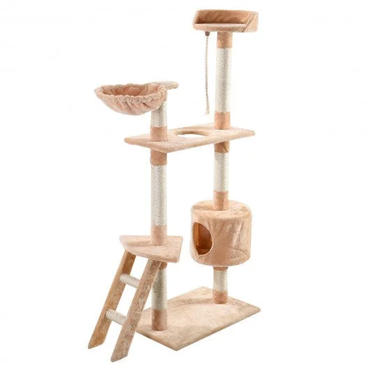 60″ Cat Tree Tower Kitten Hammock Condo-Beige