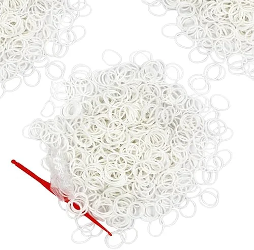 6000-Pack Rubber Loom Bands Making Kit,50PCS S-Clips10-Hooks,Colorful Rubber Bands Refill Kits for Weaving DIY Crafting Gift (White)